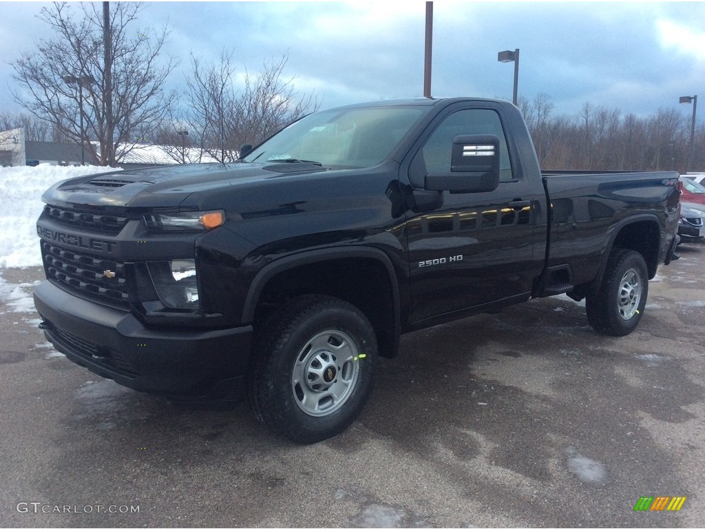 Black 2020 Chevrolet Silverado 2500HD Work Truck Regular Cab 4x4 Exterior Photo #136904284
