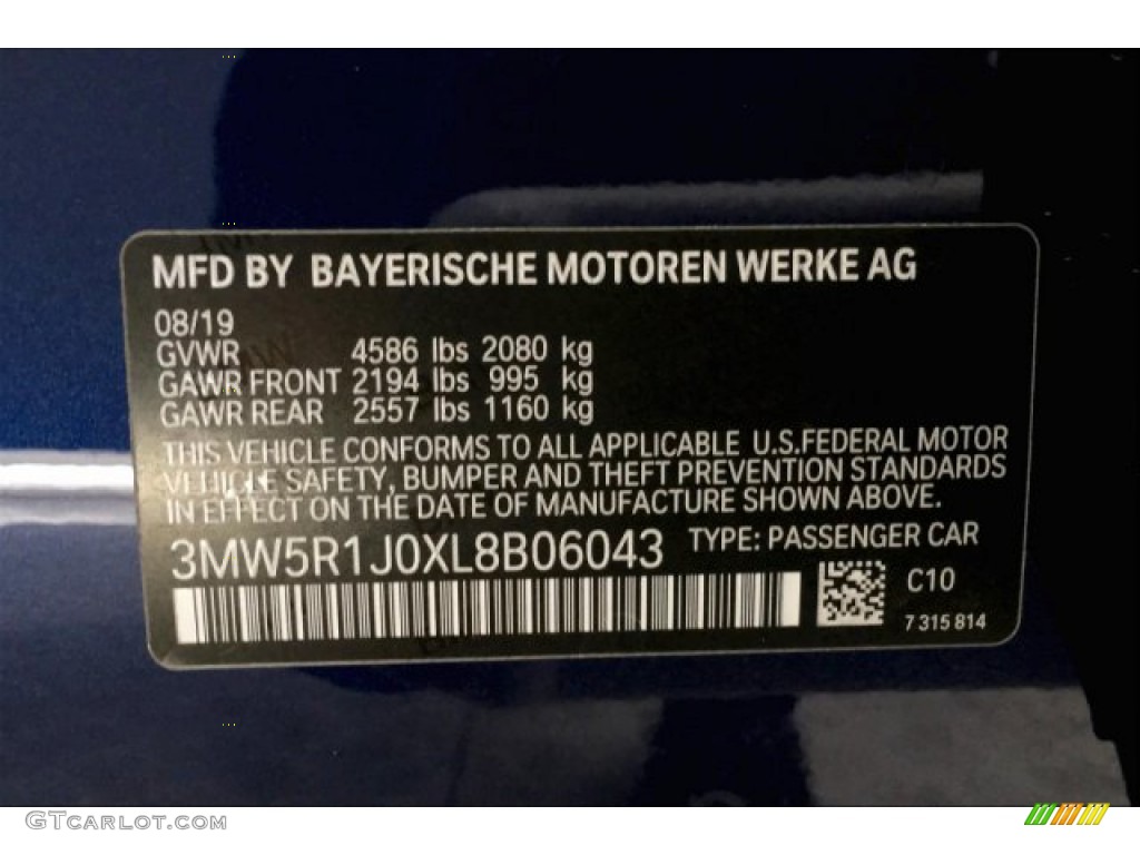 2020 3 Series Color Code C10 for Mediterranean Blue Metallic Photo #136914541