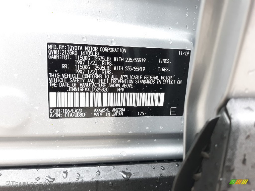 2020 Toyota RAV4 Limited AWD Color Code Photos
