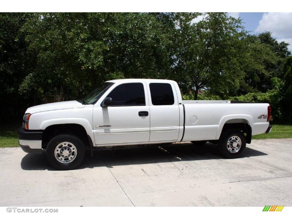 2003 Silverado 2500HD LS Extended Cab 4x4 - Summit White / Tan photo #3