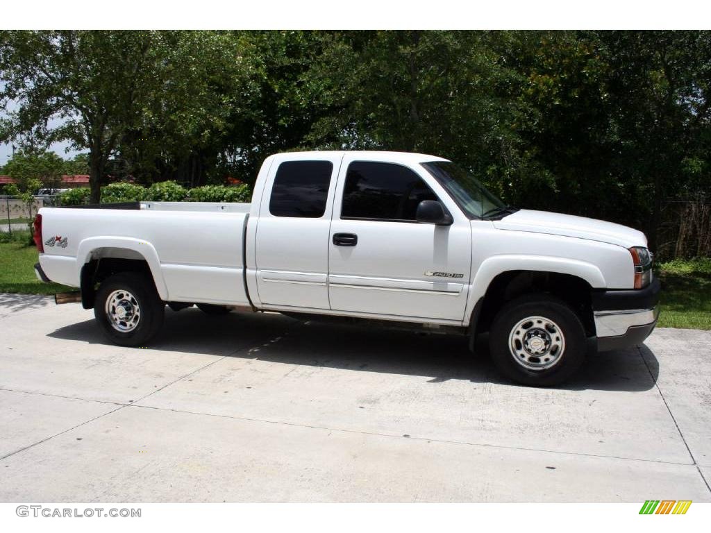 2003 Silverado 2500HD LS Extended Cab 4x4 - Summit White / Tan photo #16