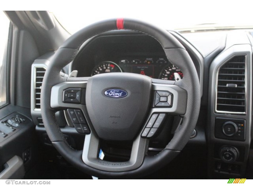 2019 Ford F150 SVT Raptor SuperCrew 4x4 Raptor Black Steering Wheel Photo #136940868