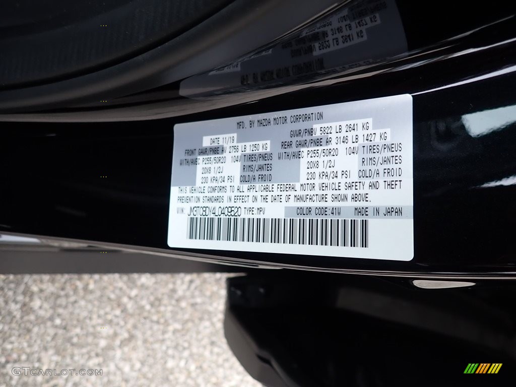 2020 CX-9 Color Code 41W for Jet Black Mica Photo #136947504