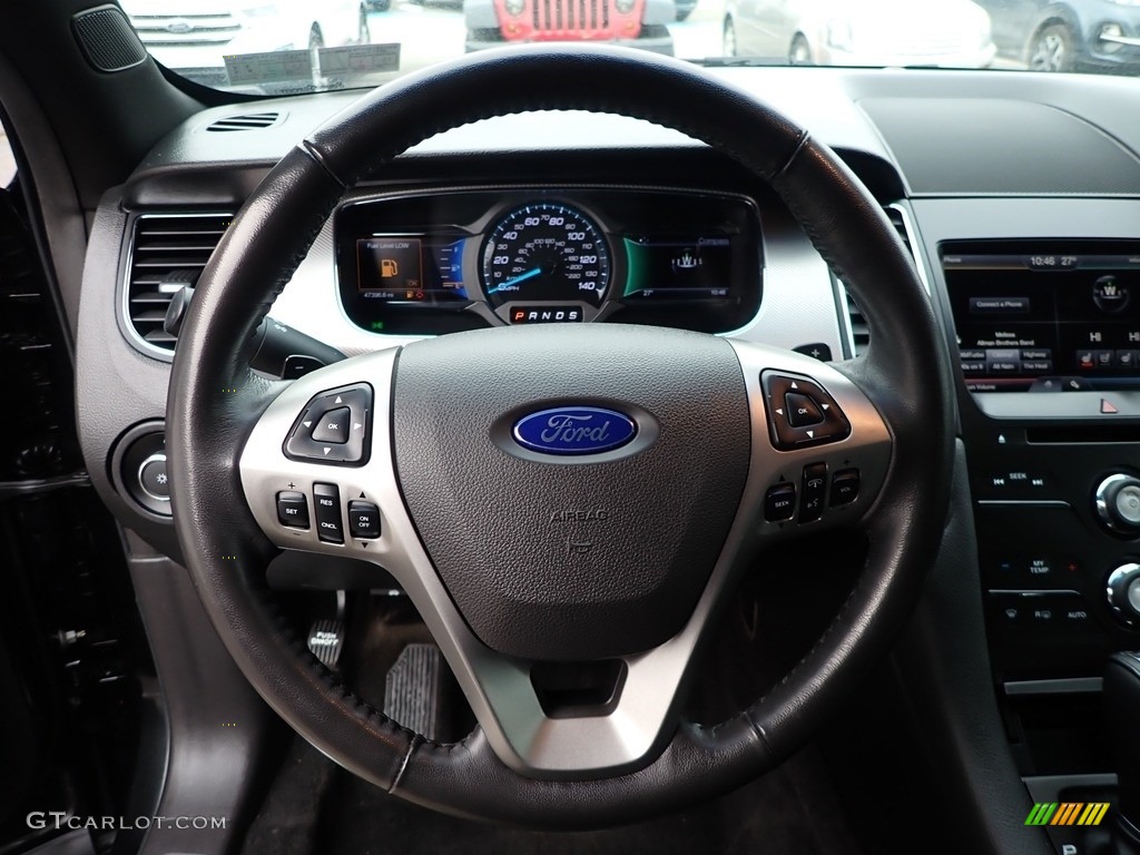 2015 Ford Taurus SHO AWD SHO Charcoal Black/Mayan Gray Steering Wheel Photo #136953162