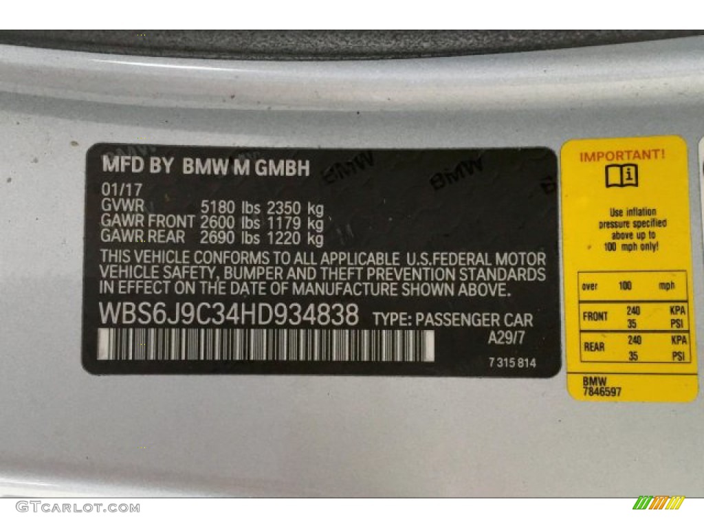 2017 M6 Color Code A29 for Silverstone Metallic Photo #136954149