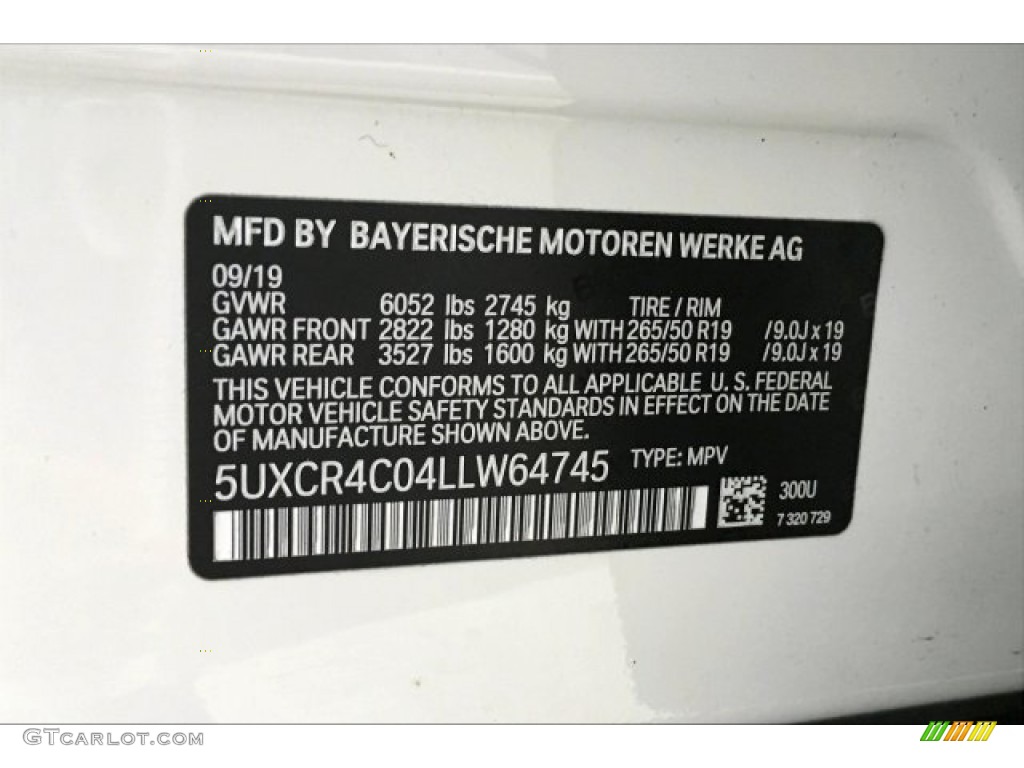 2020 X5 Color Code 300 for Alpine White Photo #136959405