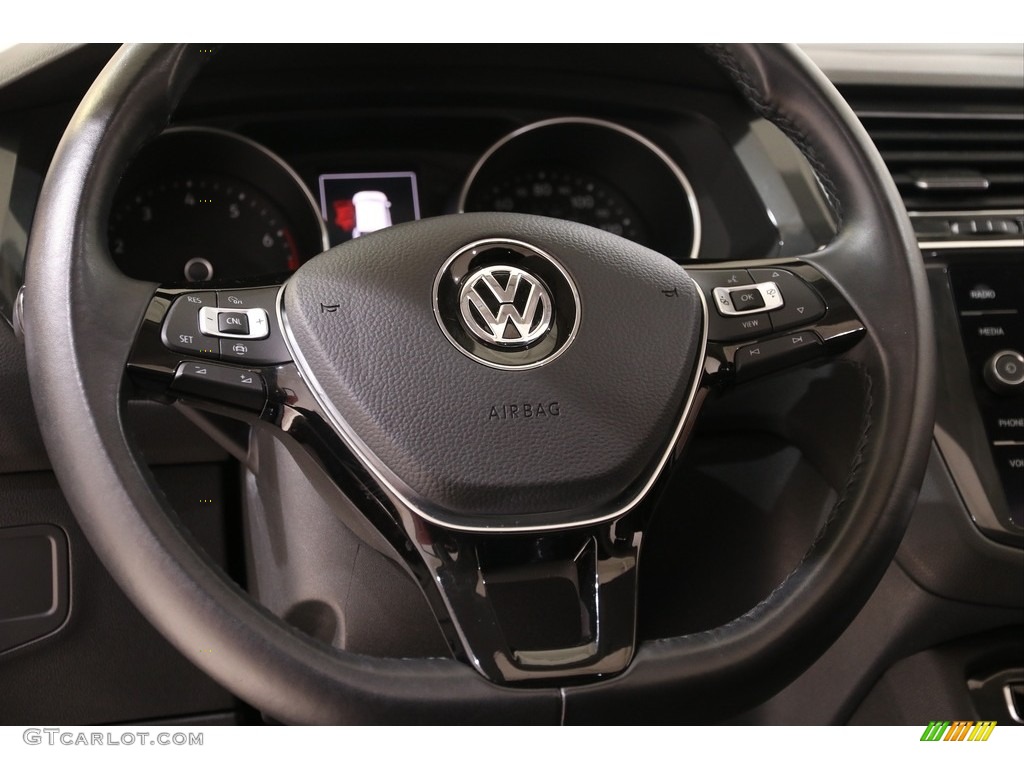 2019 Volkswagen Tiguan SE Titan Black Steering Wheel Photo #136961898