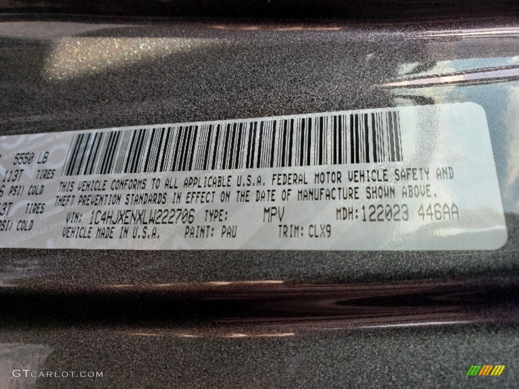 2020 Wrangler Unlimited Color Code PAU for Granite Crystal Metallic Photo #136969077