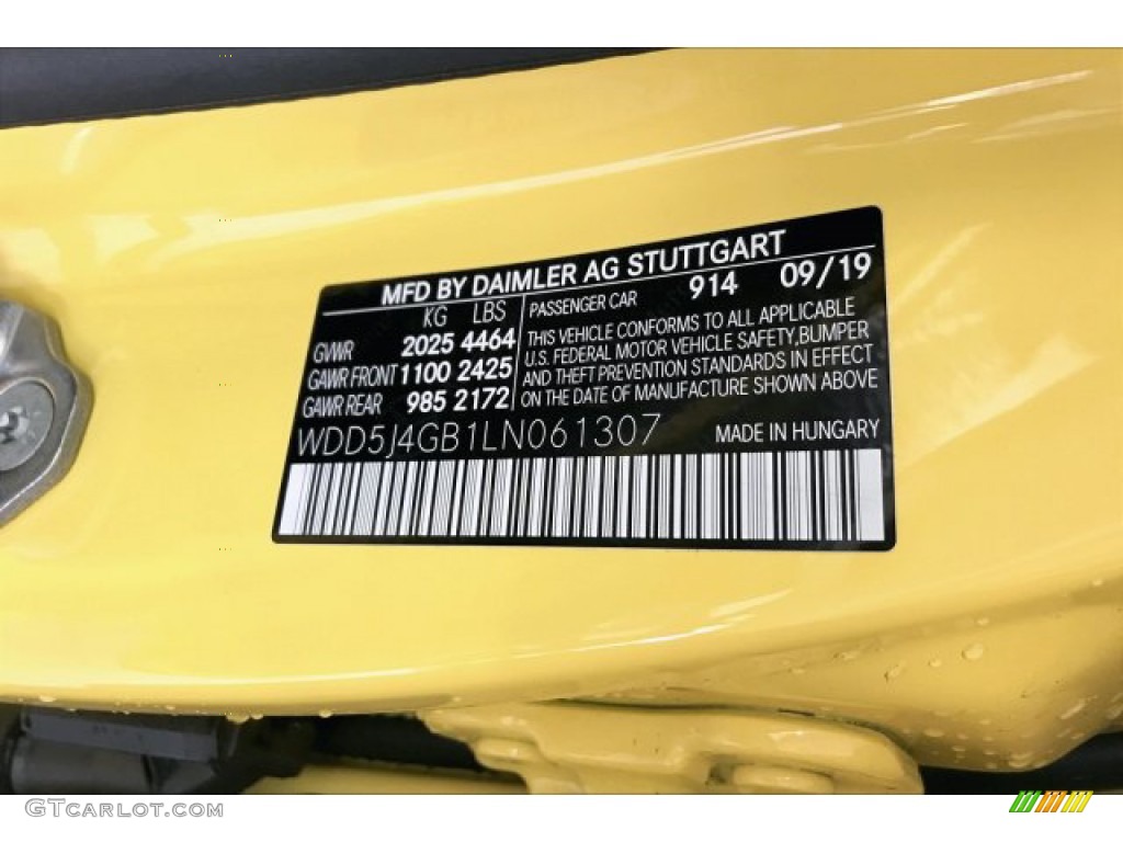 2020 CLA Color Code 914 for Sun Yellow Photo #136969695