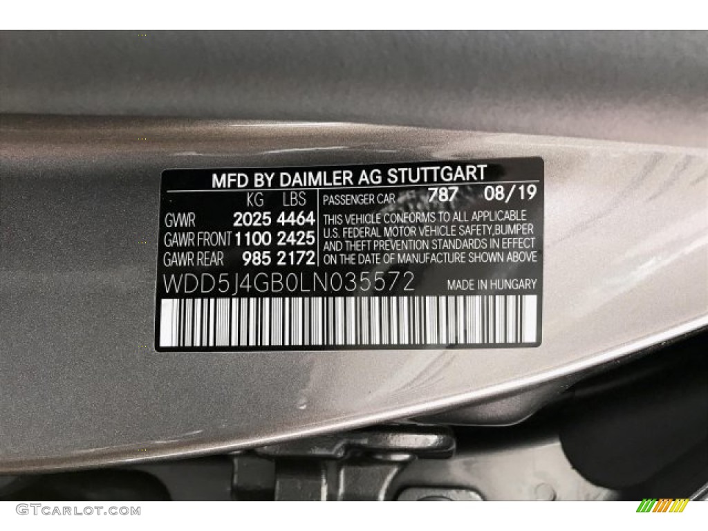 2020 CLA Color Code 787 for Mountain Grey Metallic Photo #136970784
