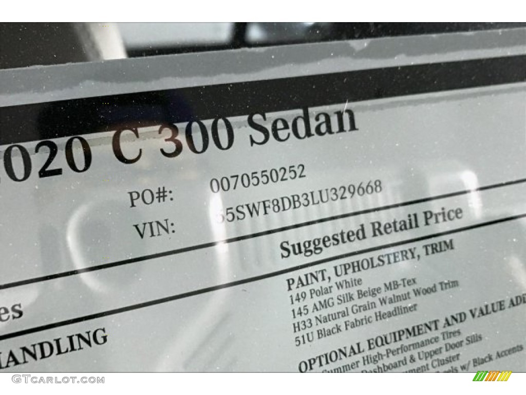 2020 Mercedes-Benz C 300 Sedan Window Sticker Photo #136974568