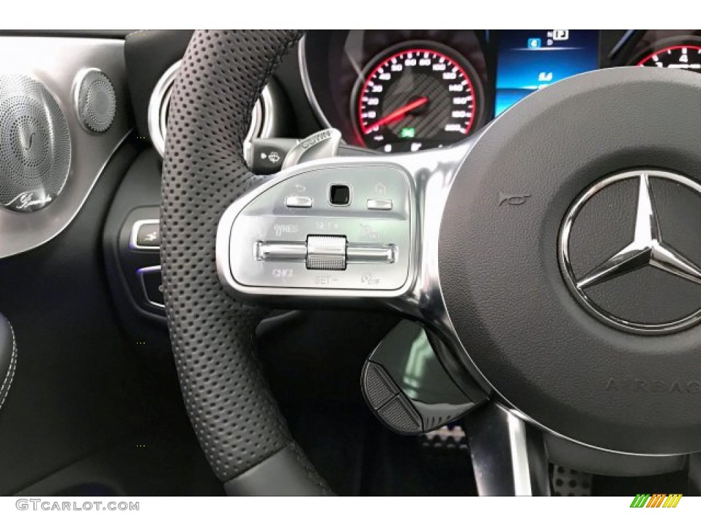 2020 Mercedes-Benz C AMG 63 S Coupe Platinum White/Pearl Black Steering Wheel Photo #136974943