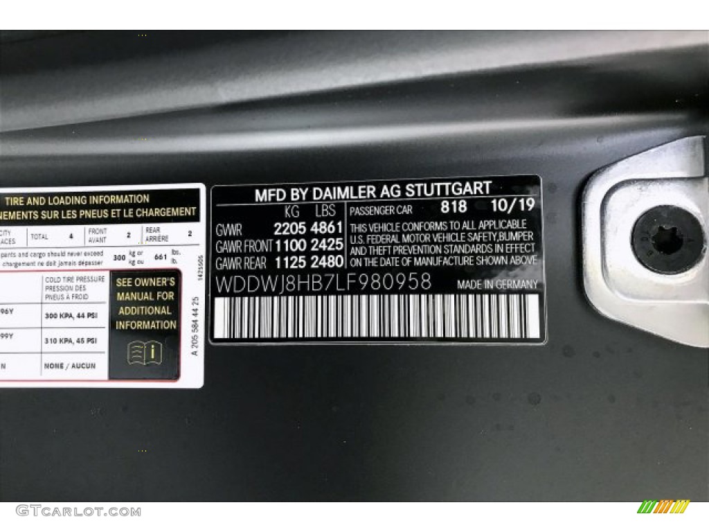 2020 C Color Code 818 for designo Graphite Grey Magno (Matte) Photo #136975084
