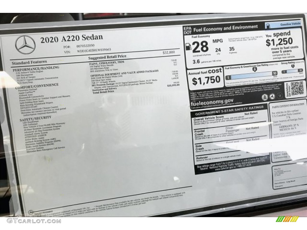 2020 A 220 Sedan - Digital White Metallic / Macchiato Beige photo #10