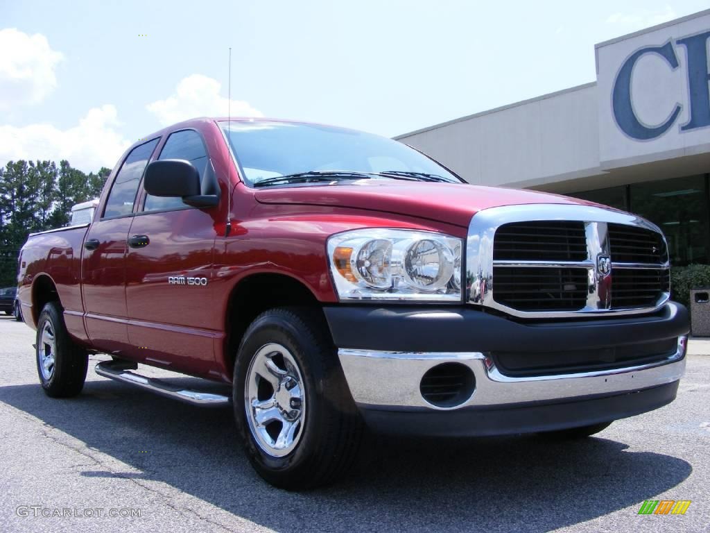 2007 Ram 1500 SXT Quad Cab - Inferno Red Crystal Pearl / Medium Slate Gray photo #2