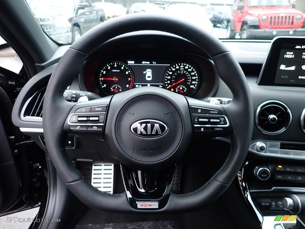 2020 Kia Stinger GT1 AWD Black Steering Wheel Photo #136980954