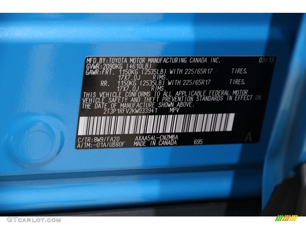 2019 RAV4 Color Code 8W9 for Blue Flame Photo #136983838