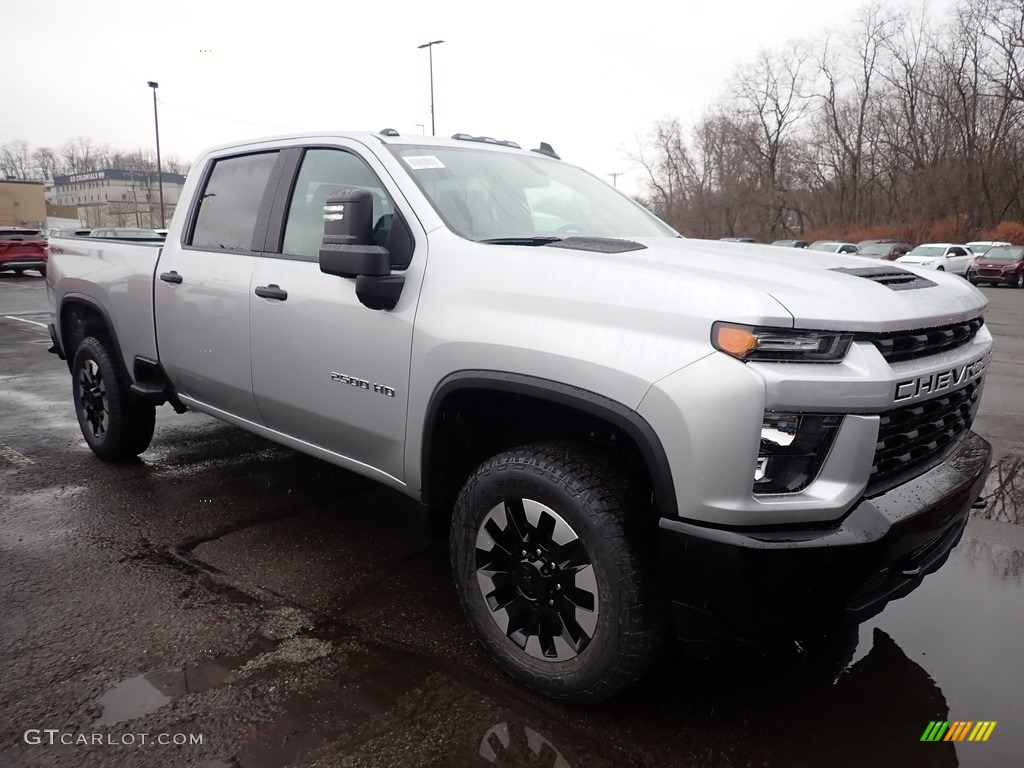 Silver Ice Metallic 2020 Chevrolet Silverado 2500HD Custom Crew Cab 4x4 Exterior Photo #136985794