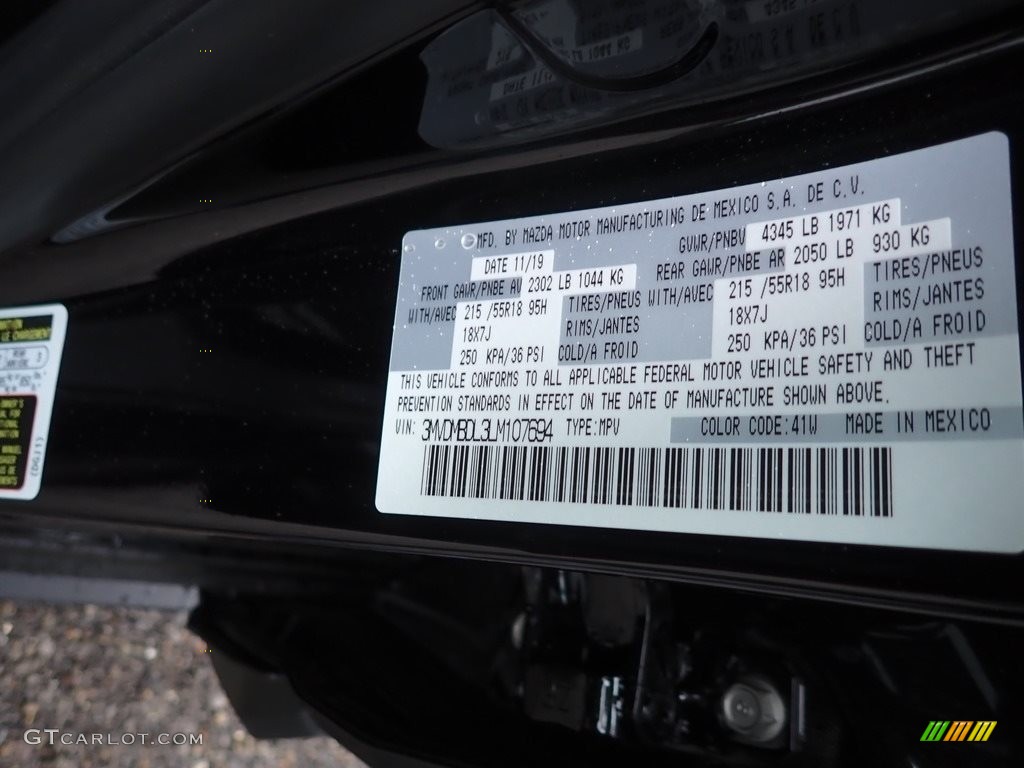 2020 CX-30 Color Code 41W for Jet Black Mica Photo #136989757