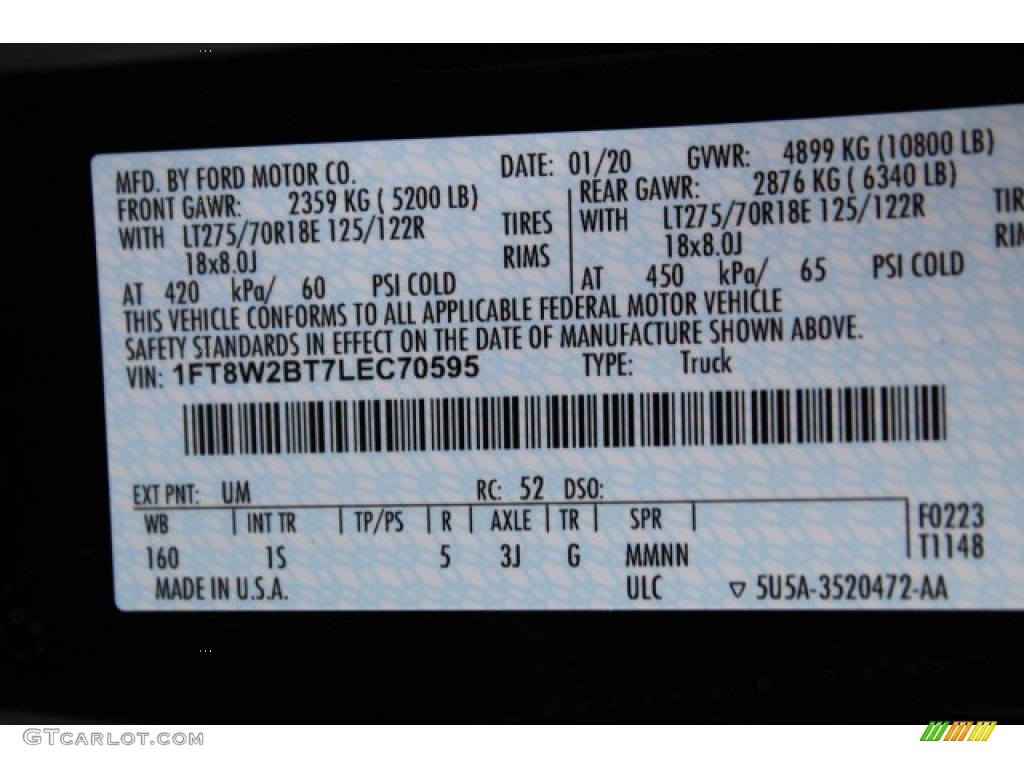 2020 F250 Super Duty Color Code UM for Agate Black Photo #136999903
