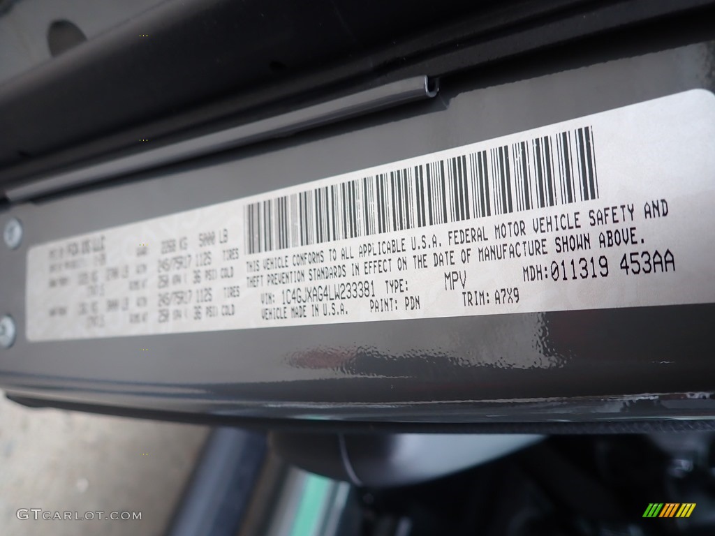 2020 Wrangler Color Code PDN for Granite Crystal Metallic Photo #137003857