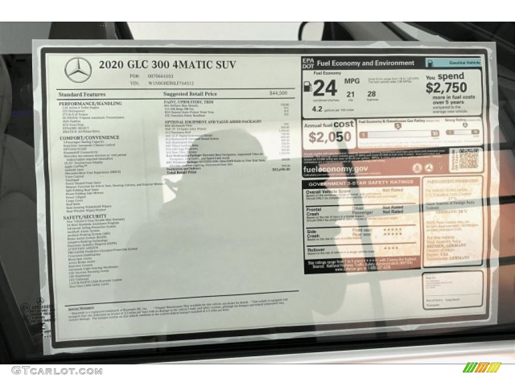 2020 Mercedes-Benz GLC 300 4Matic Window Sticker Photo #137003986