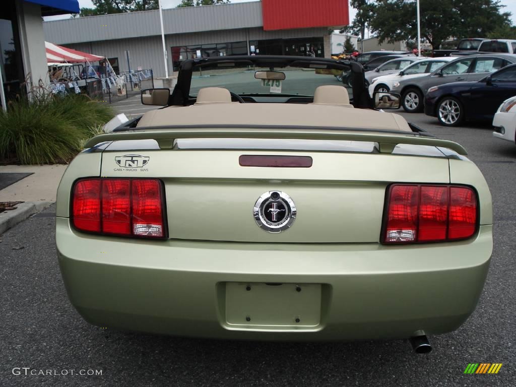 2005 Mustang V6 Premium Convertible - Legend Lime Metallic / Medium Parchment photo #5