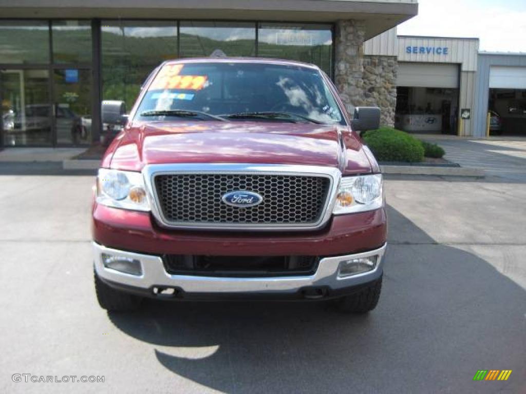 2005 F150 Lariat SuperCab 4x4 - Dark Toreador Red Metallic / Black photo #2