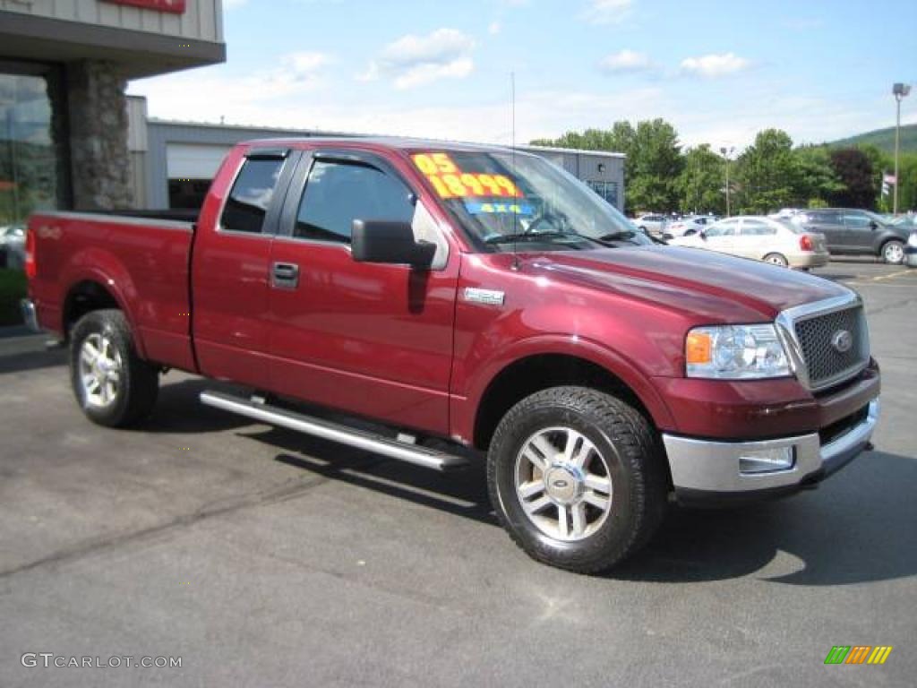 2005 F150 Lariat SuperCab 4x4 - Dark Toreador Red Metallic / Black photo #4