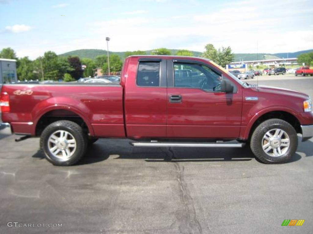 2005 F150 Lariat SuperCab 4x4 - Dark Toreador Red Metallic / Black photo #5