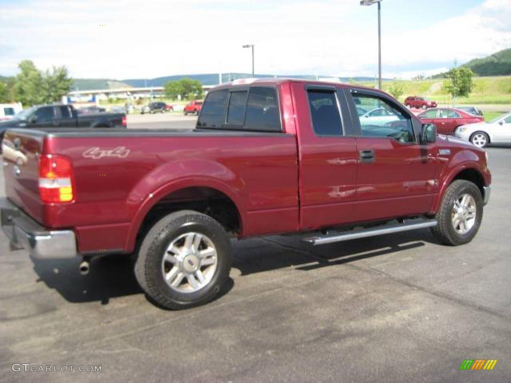 2005 F150 Lariat SuperCab 4x4 - Dark Toreador Red Metallic / Black photo #6