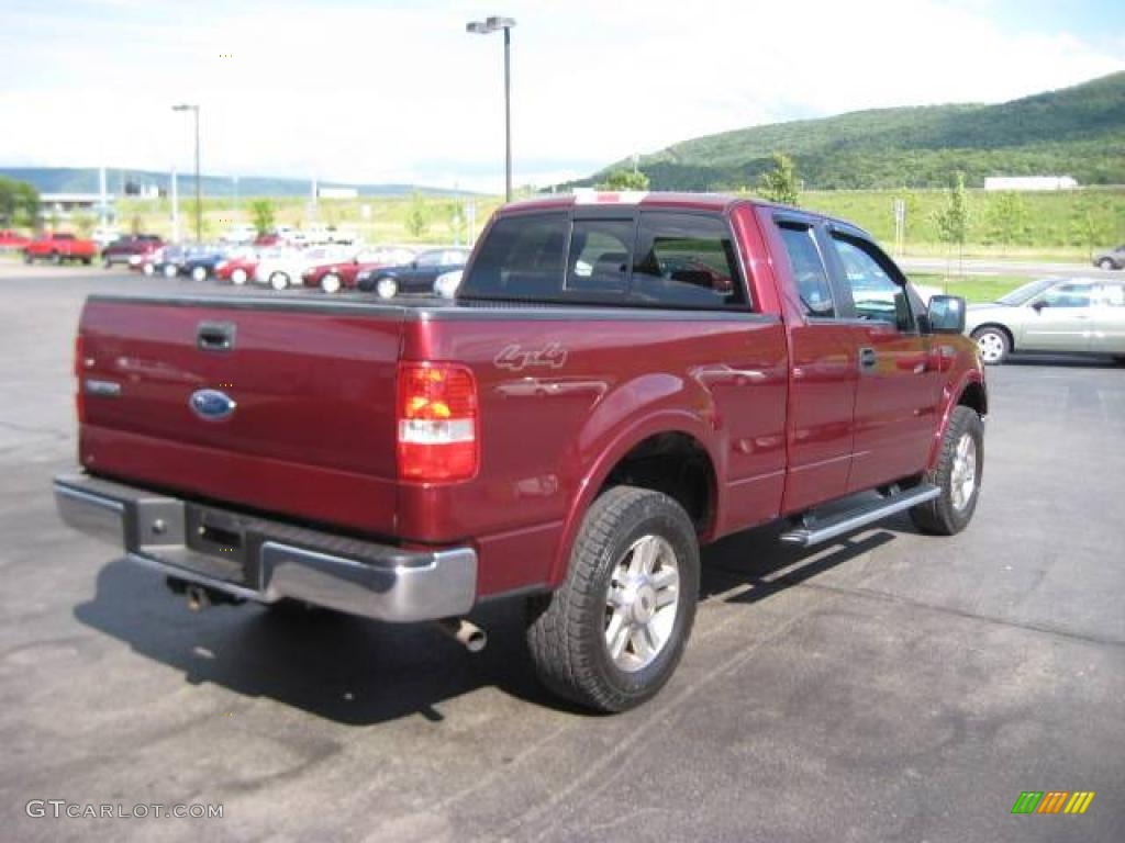 2005 F150 Lariat SuperCab 4x4 - Dark Toreador Red Metallic / Black photo #7
