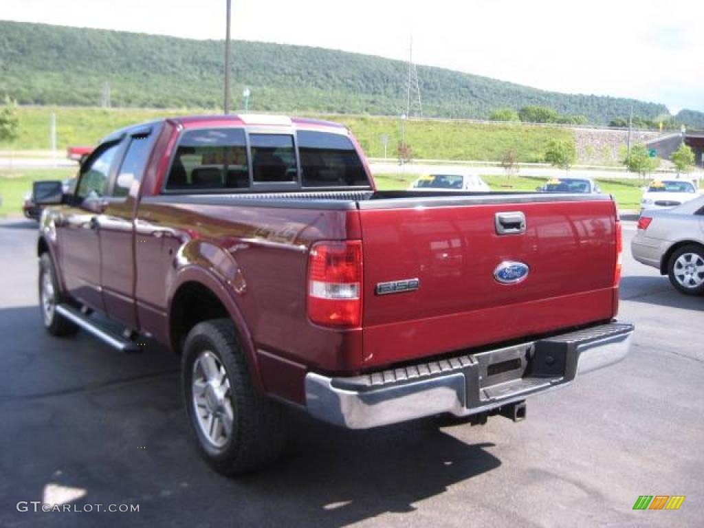 2005 F150 Lariat SuperCab 4x4 - Dark Toreador Red Metallic / Black photo #10