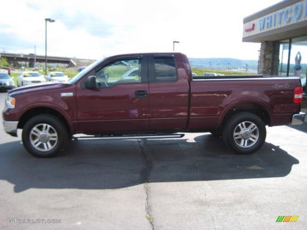 2005 F150 Lariat SuperCab 4x4 - Dark Toreador Red Metallic / Black photo #13