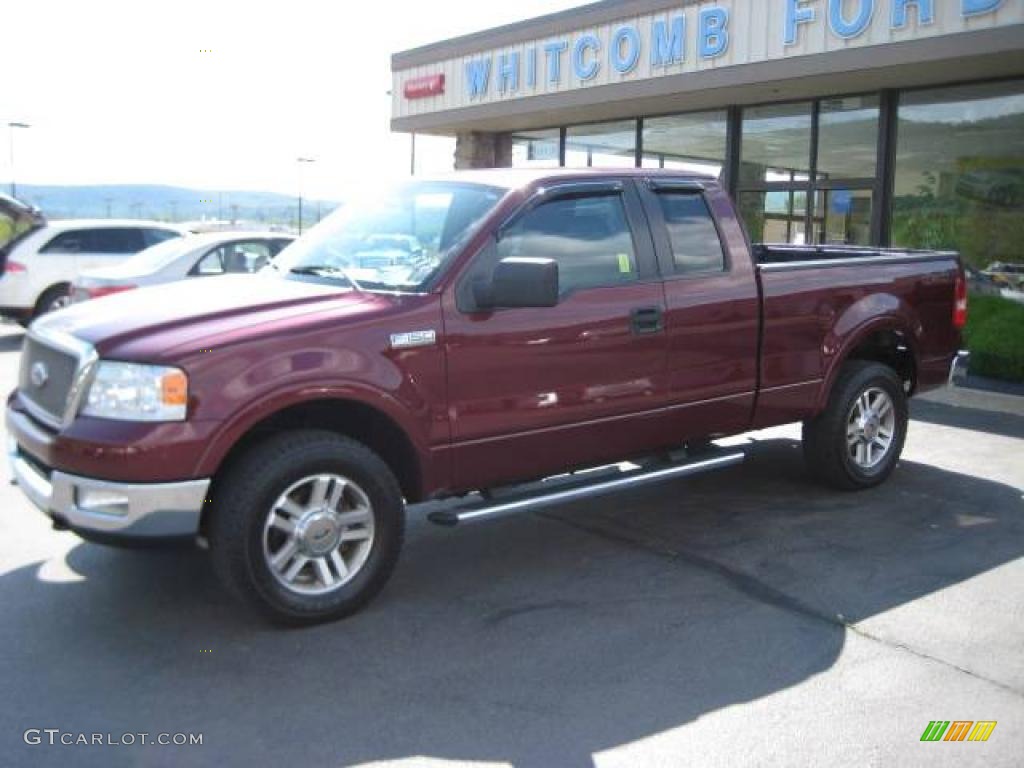 2005 F150 Lariat SuperCab 4x4 - Dark Toreador Red Metallic / Black photo #14