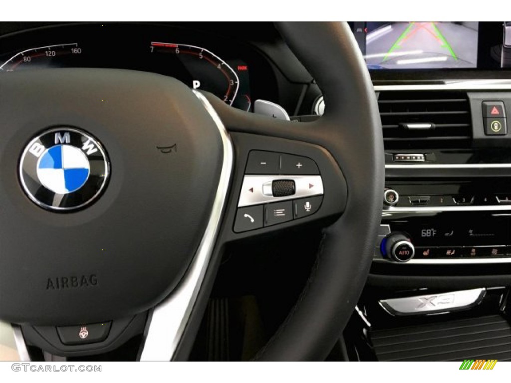 2020 BMW X3 sDrive30i Black Steering Wheel Photo #137022045