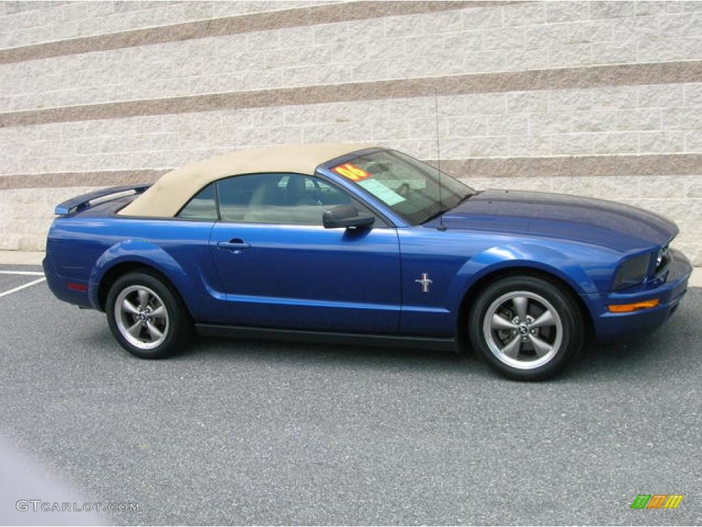 2006 Mustang V6 Premium Convertible - Vista Blue Metallic / Light Parchment photo #1