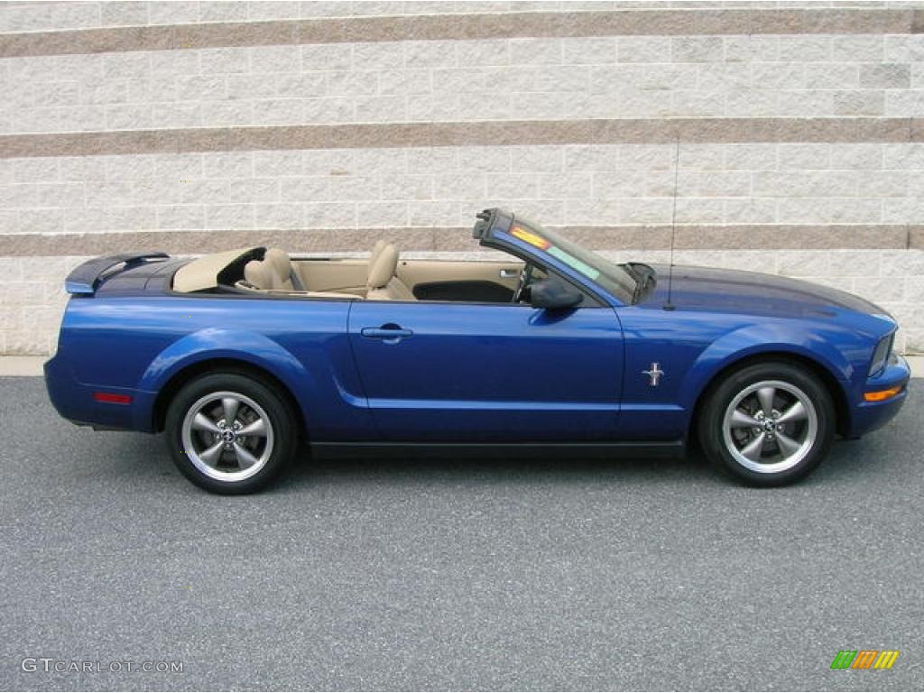 2006 Mustang V6 Premium Convertible - Vista Blue Metallic / Light Parchment photo #9