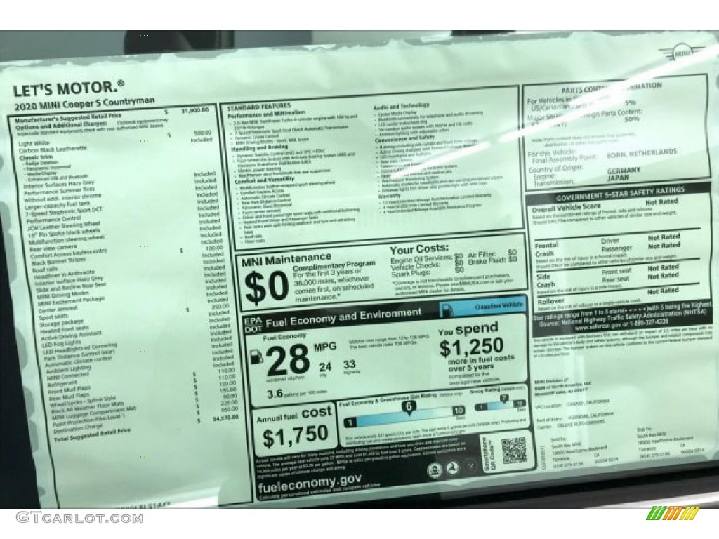 2020 Mini Countryman Cooper S Window Sticker Photo #137029197