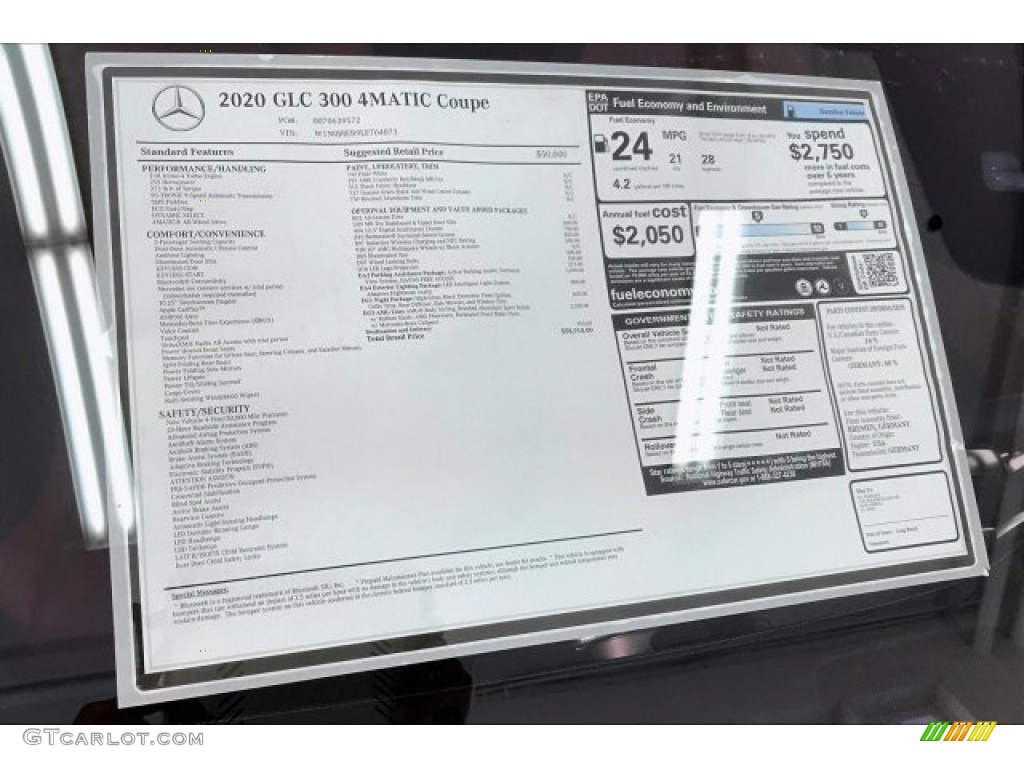 2020 Mercedes-Benz GLC 300 4Matic Coupe Window Sticker Photo #137030841