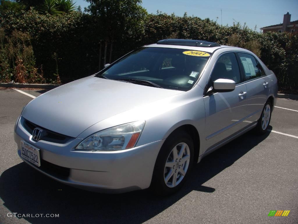 2003 Accord EX V6 Sedan - Satin Silver Metallic / Black photo #1