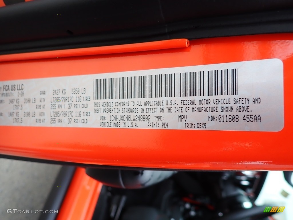 2020 Wrangler Color Code PE4 for Punkn Metallic Photo #137032584