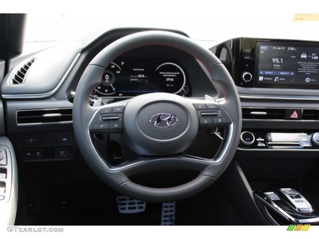 2020 Hyundai Sonata SEL Plus Black Steering Wheel Photo #137034060