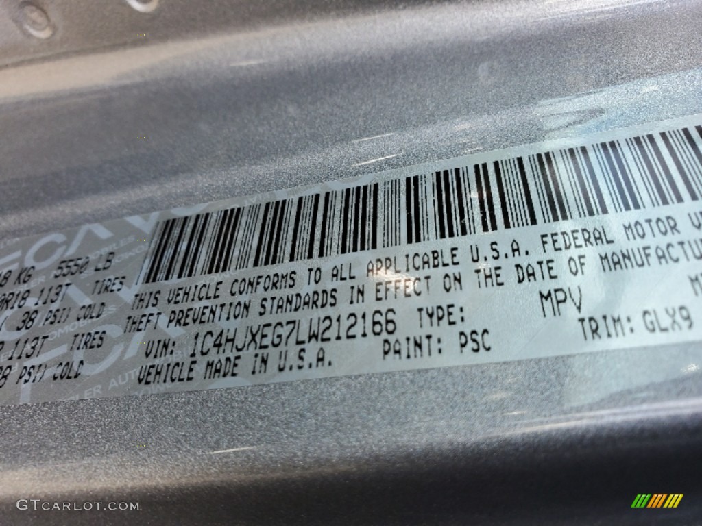 2020 Wrangler Unlimited Color Code PSC for Billet Silver Metallic Photo #137038308