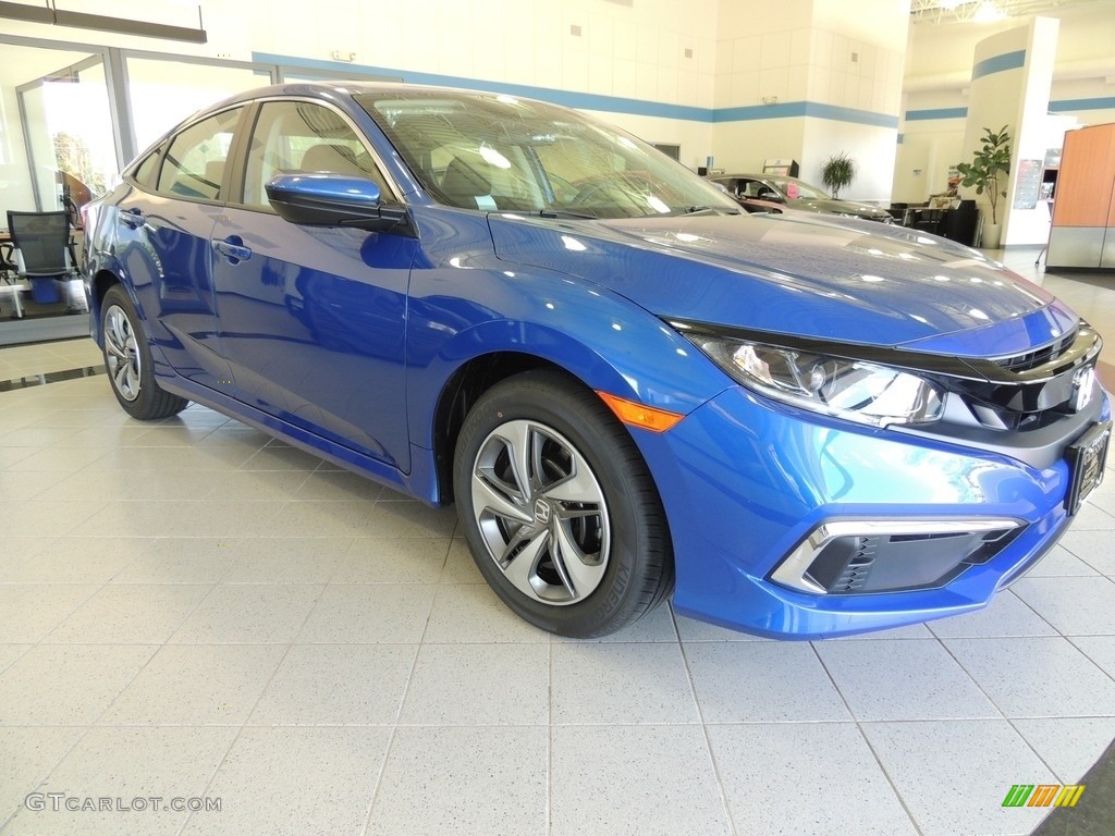 2020 Civic LX Sedan - Aegean Blue Metallic / Black photo #3