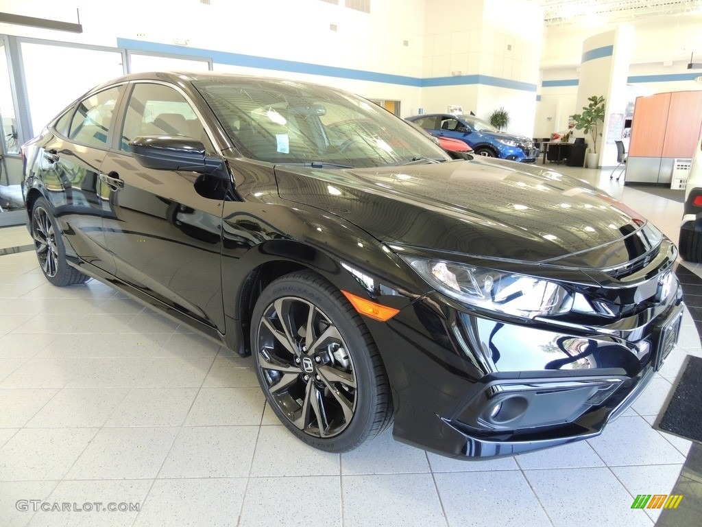 2020 Civic Sport Sedan - Crystal Black Pearl / Black photo #3