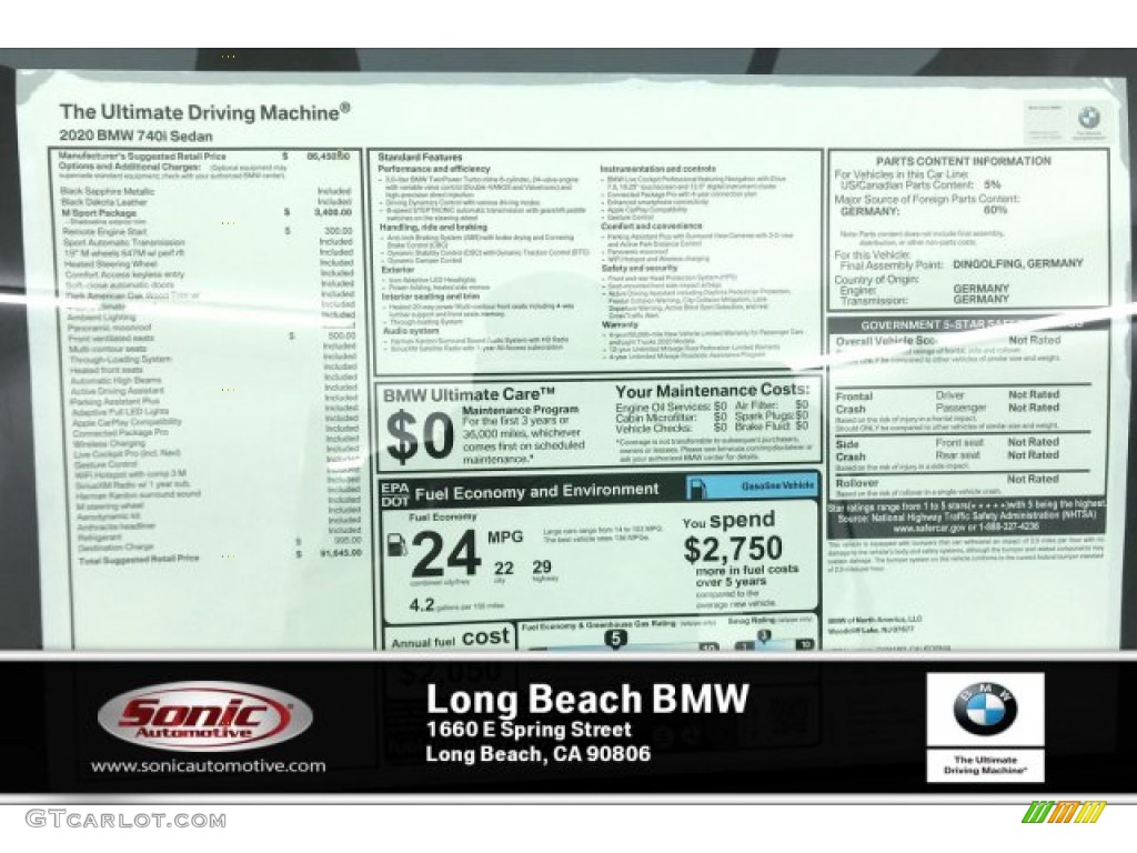 2020 7 Series 740i Sedan - Black Sapphire Metallic / Black photo #10