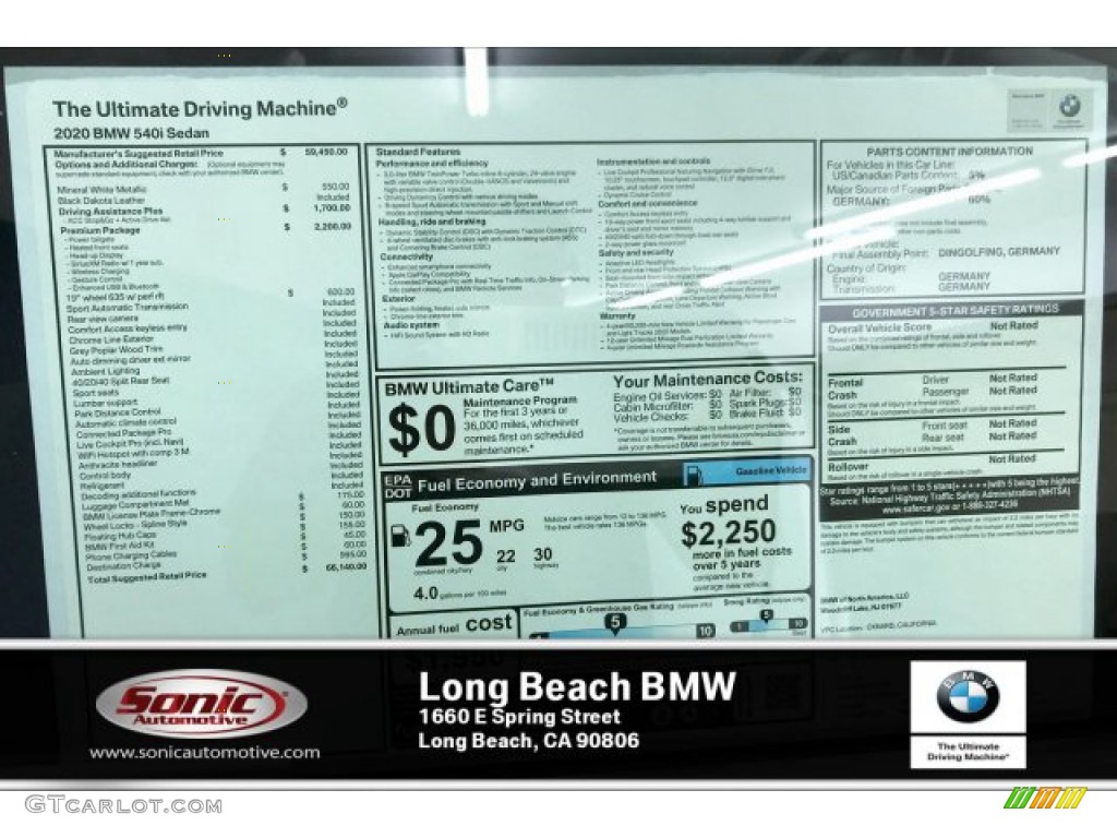 2020 5 Series 540i Sedan - Mineral White Metallic / Black photo #10