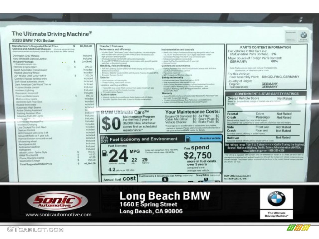 2020 7 Series 740i Sedan - Donington Grey Metallic / Ivory White/Black photo #10