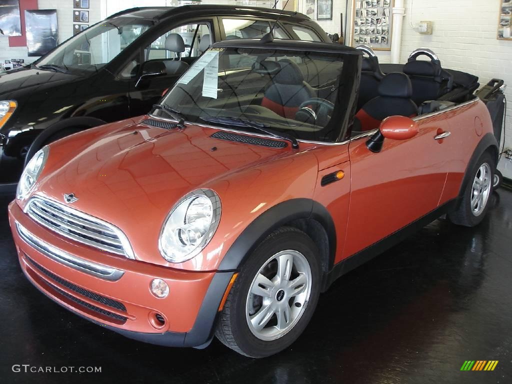 2006 Cooper Convertible - Hot Orange Metallic / Sunrise/Dark Blue photo #1